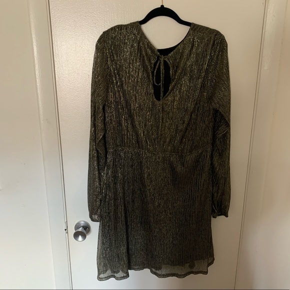 Xhilaration Gilded Gold Black Long Sleeve Dress Lined - Picture 2 of 3